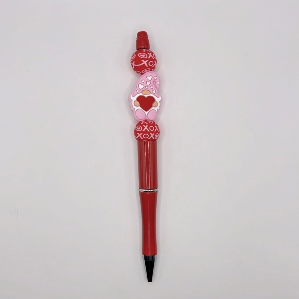 3/$30 Bundle Deal • Red and Pink Gnome with Hearts Beaded Pen